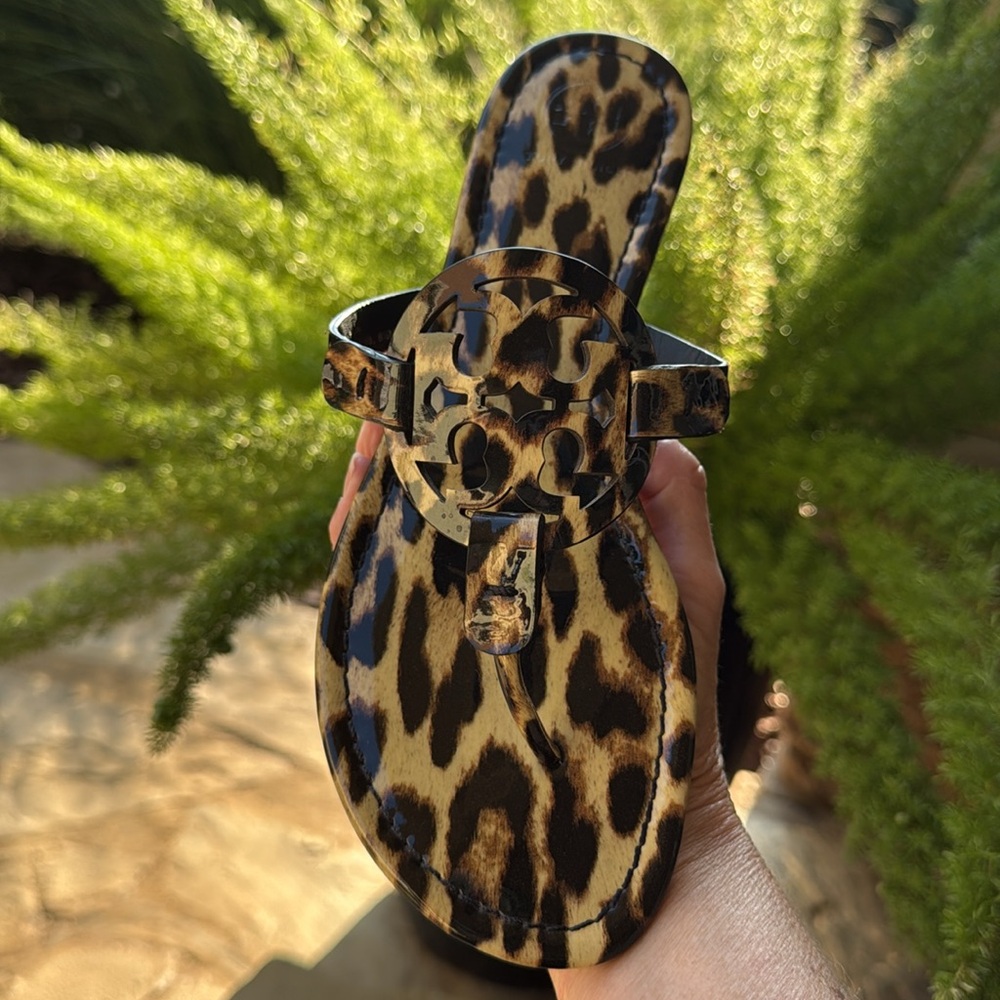TORY BURCH Patent Leather Miller Sandals in Leopard - Picture 3 of 11